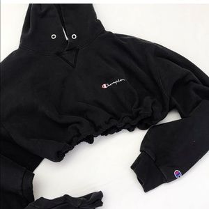 Vintage Champion Drawstring Crop Hoodie (XXL)